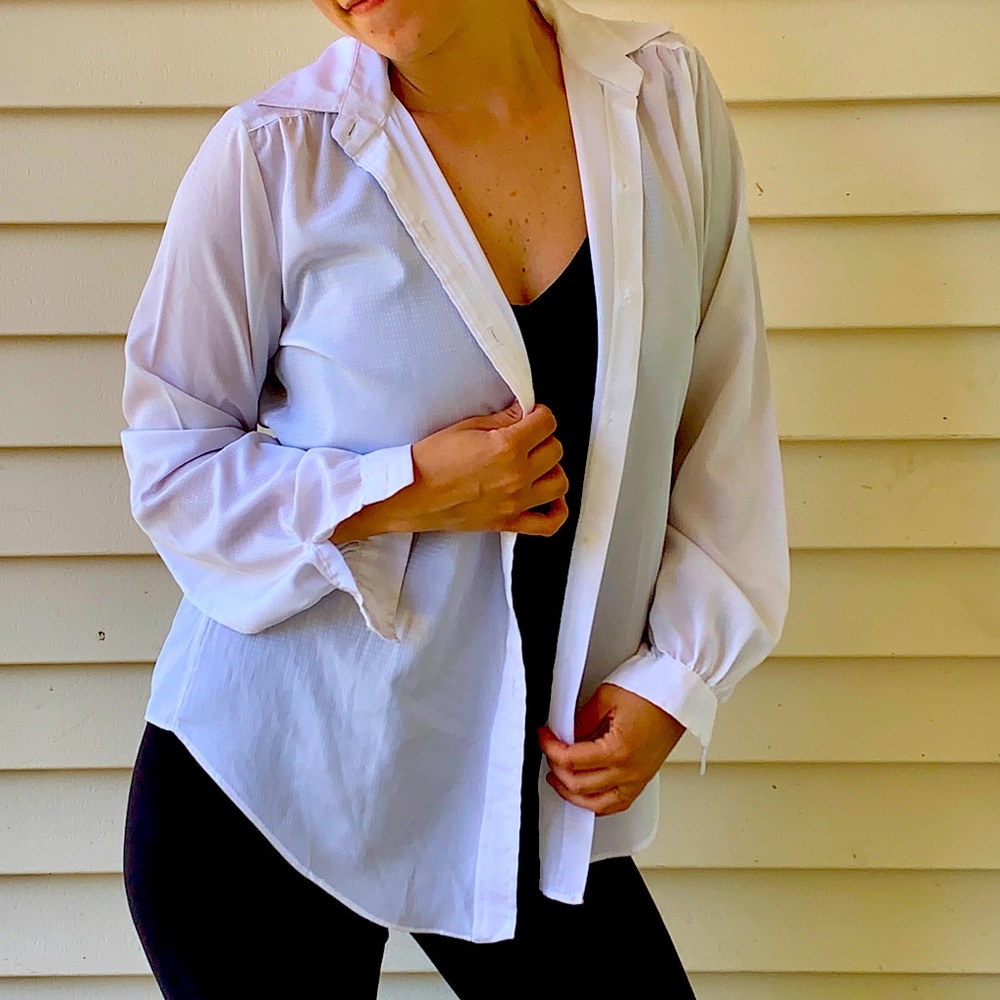 Vintage White Collared Button-Up Blouse by Nordstrom